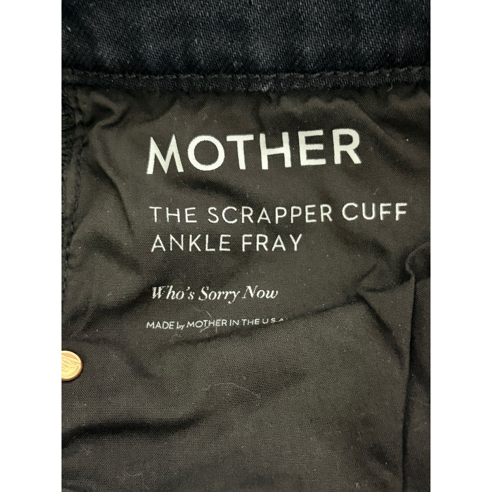 MOTHER Superior Scrapper Cuff Ankle Fray Jeans Womens 29 Whos Sorry Now Black - Picture 10 of 15